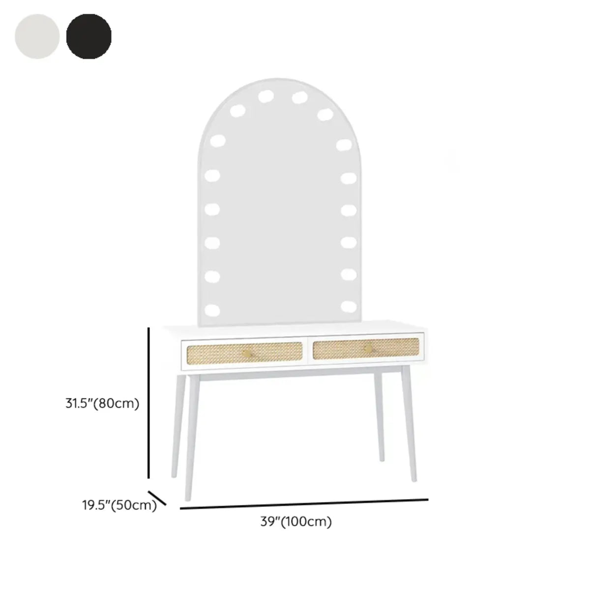 Modern Oval Timber Mirror Lights White Makeup Vanity Set Image - 16