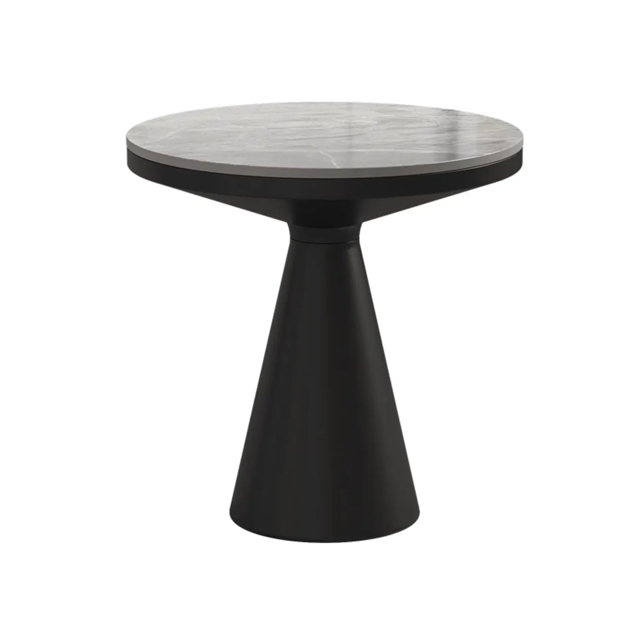 Modern Pedestal Round Sintered Stone Steel Base End Table Image - 11