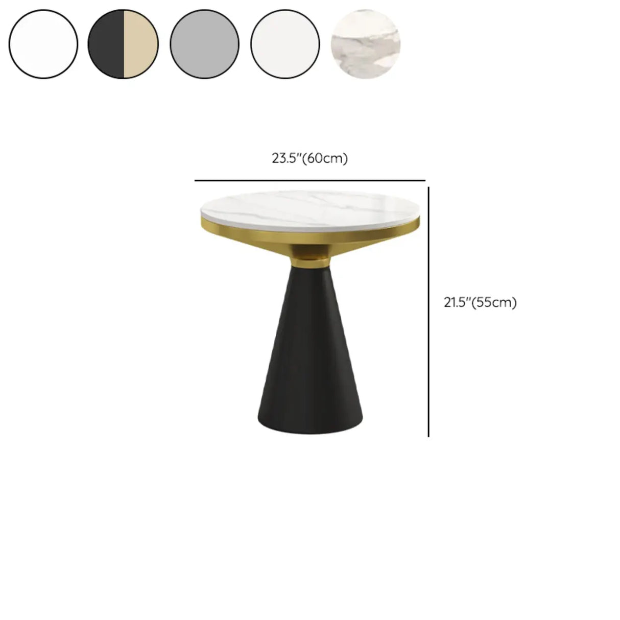 Modern Pedestal Round Sintered Stone Steel Base End Table Image - 16
