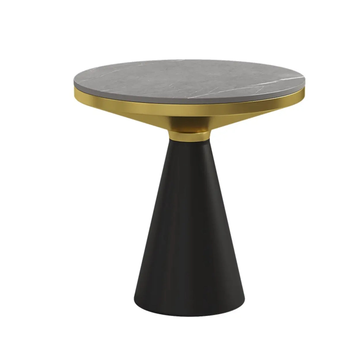 Modern Pedestal Round Sintered Stone Steel Base End Table Image - 5