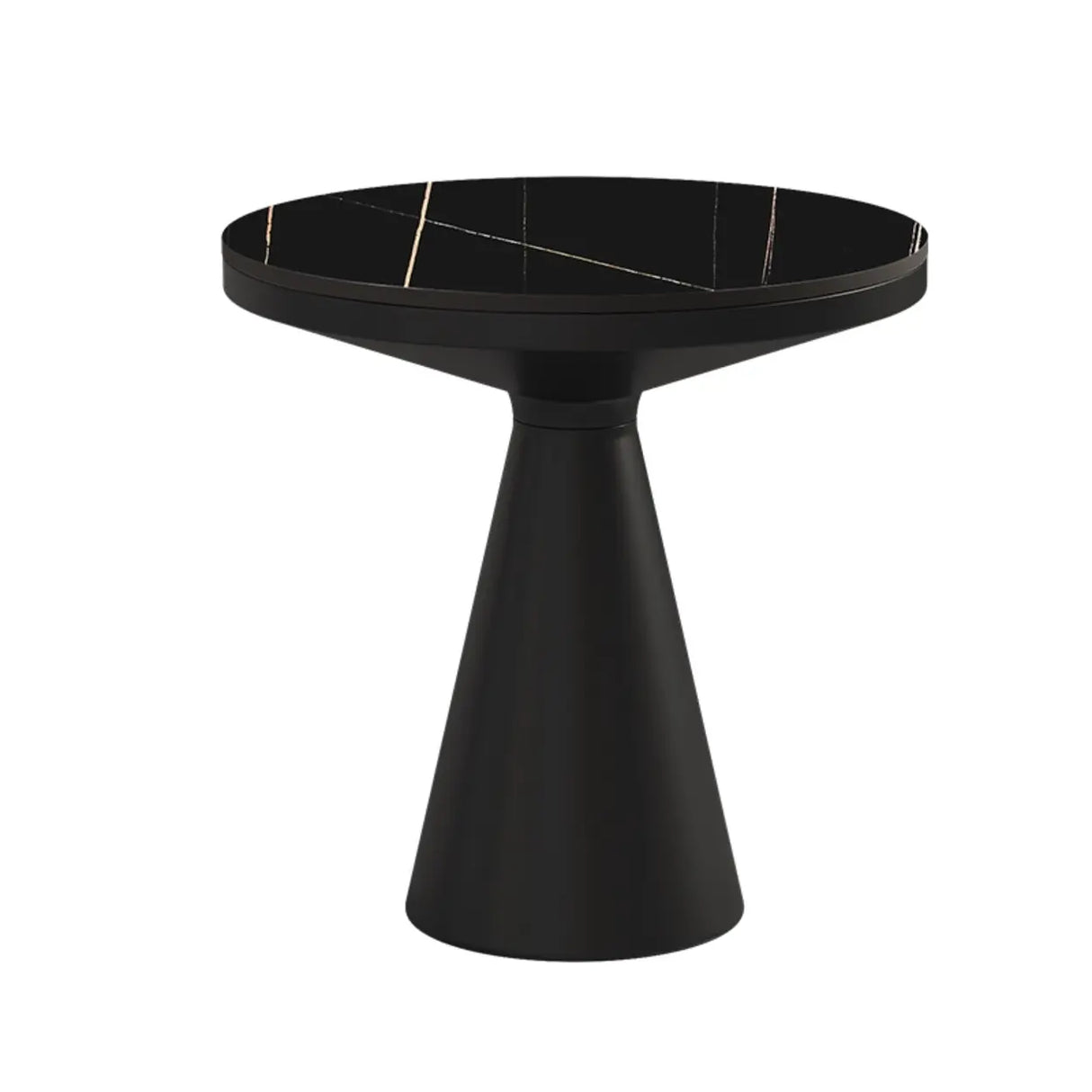 Modern Pedestal Round Sintered Stone Steel Base End Table Image - 7