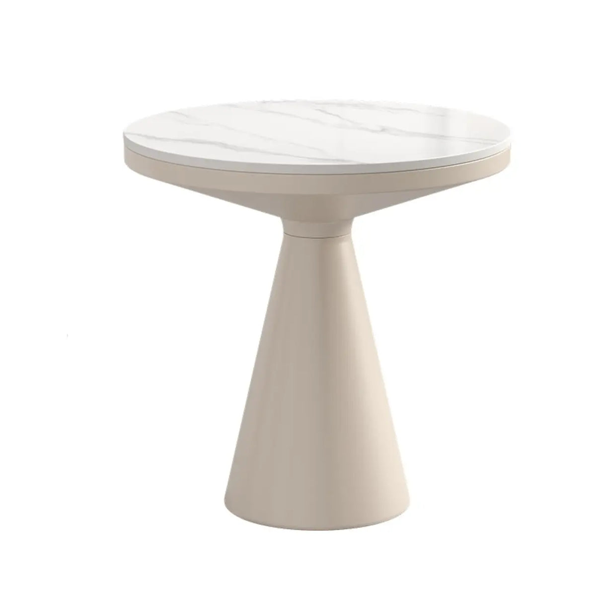 Modern Pedestal Round Sintered Stone Steel Base End Table Image - 9
