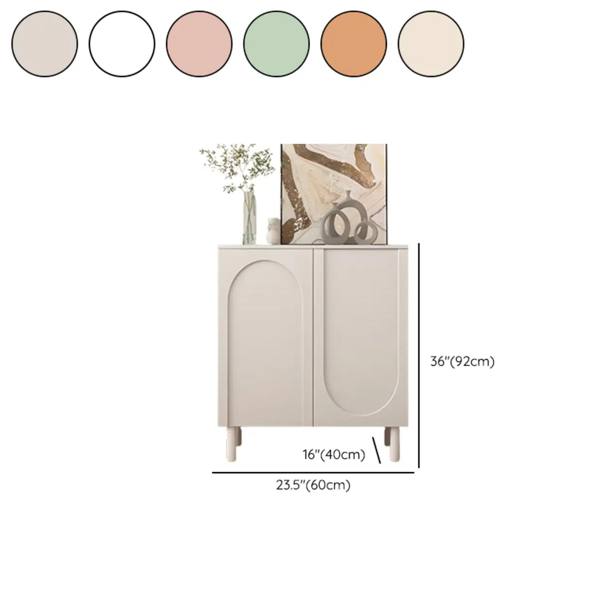 Modern Pink Wood Floor Shoe Cabinet 3-Door Storage Unit