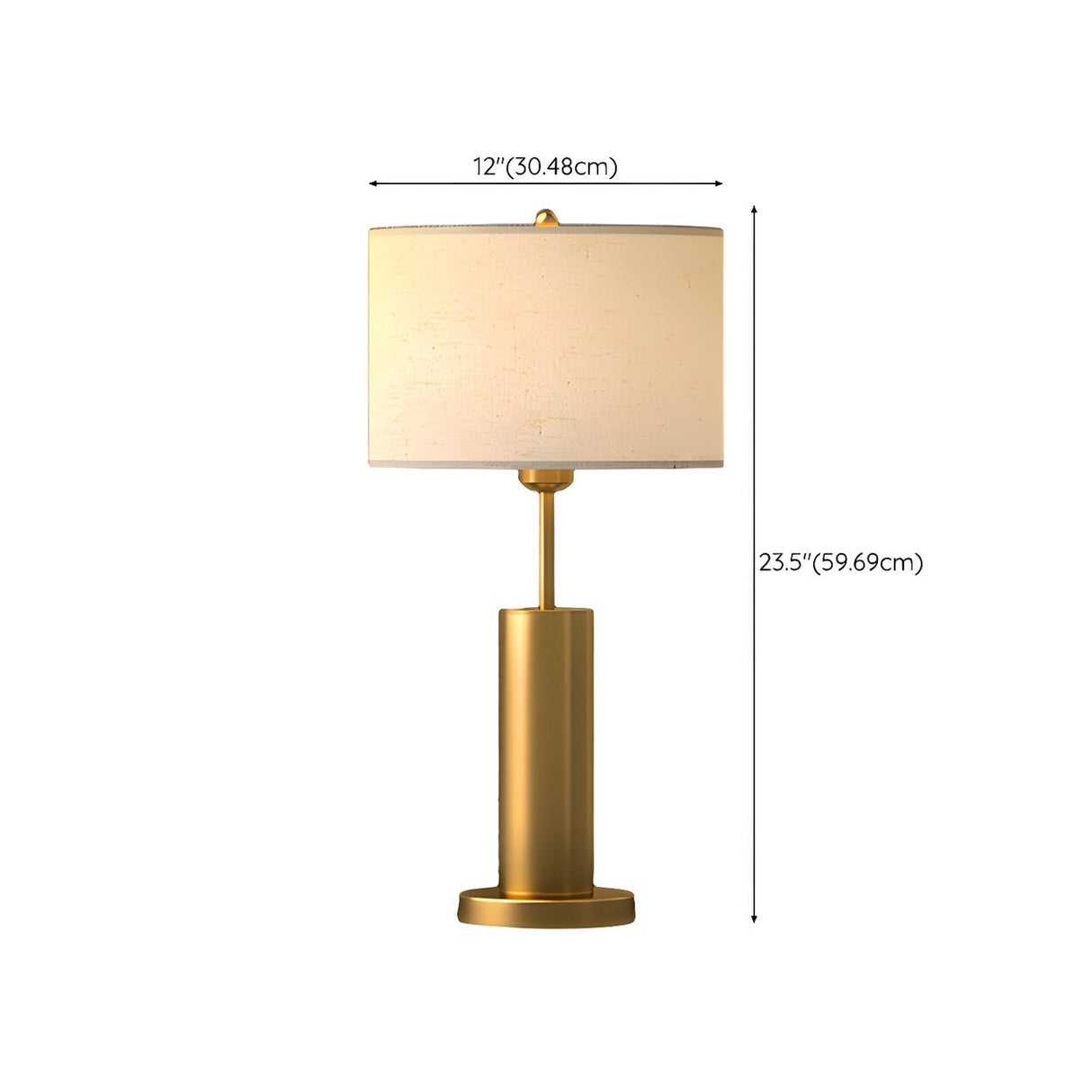 Modern Plug-in Barrel Fabric Shade Metal Table Lamp