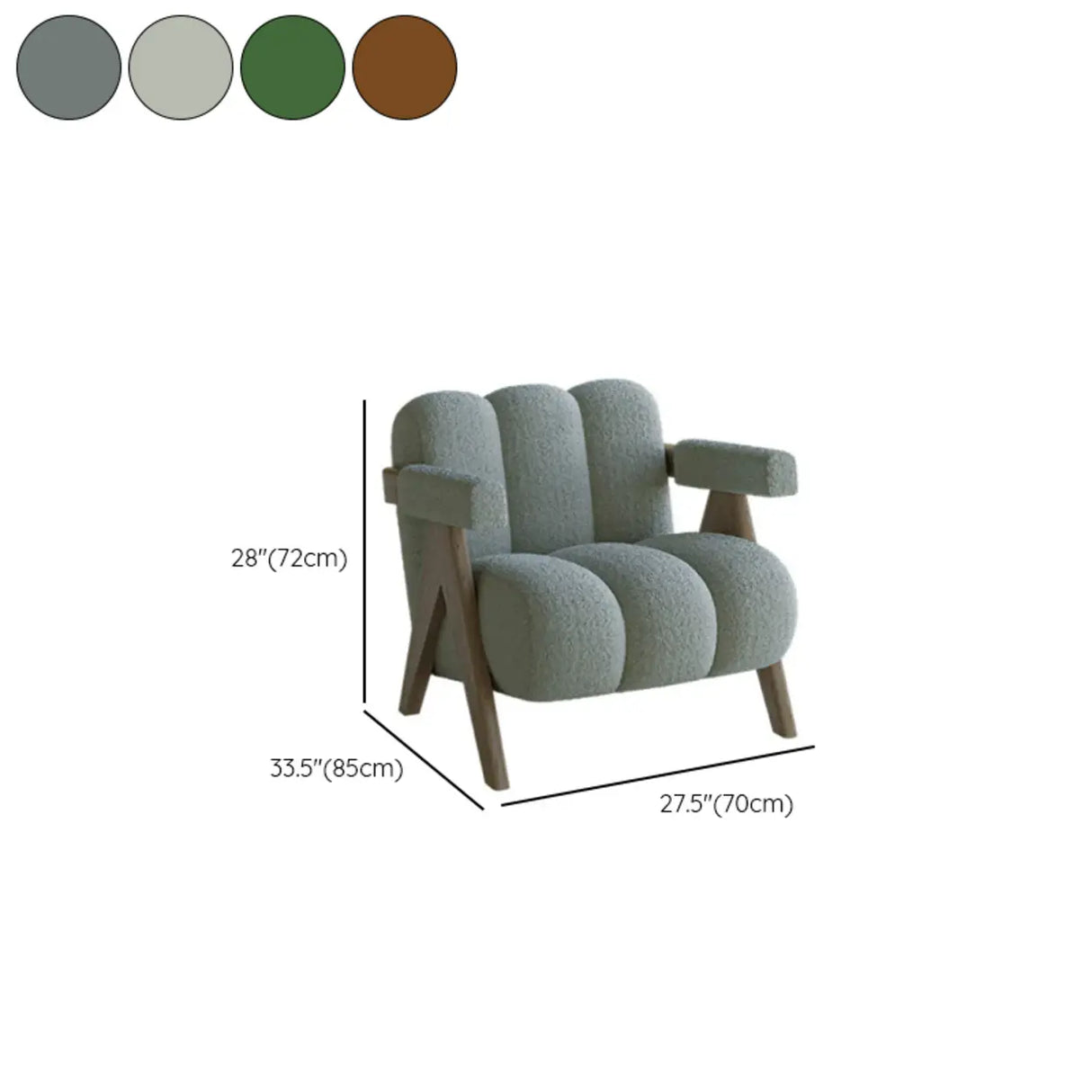 Modern Plush Living Room White Medium Accent Chair with Arms