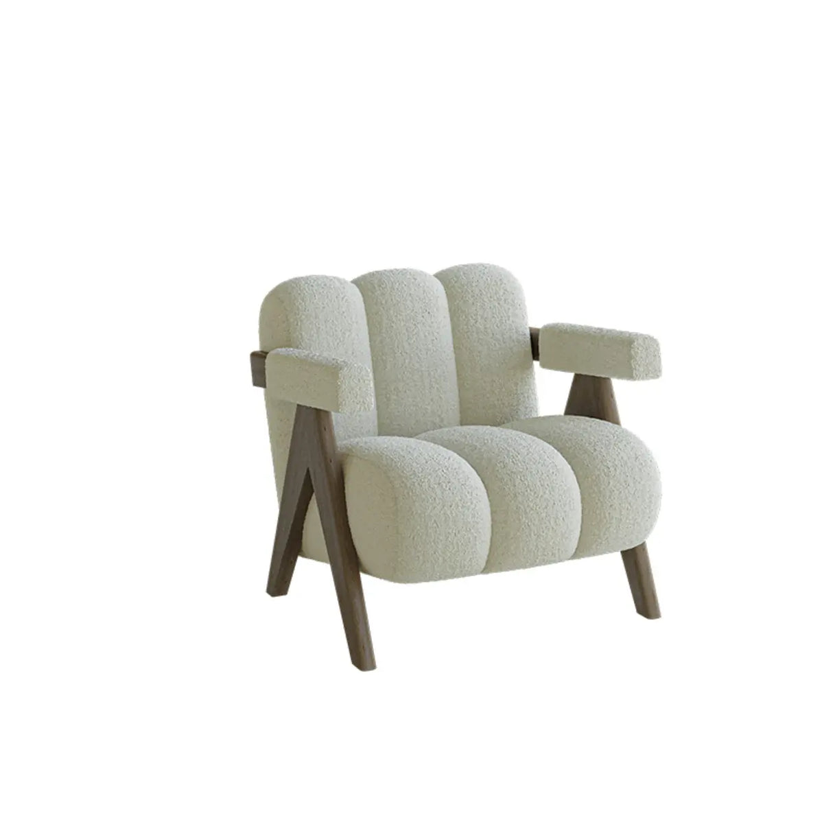 Modern Plush Living Room White Medium Accent Chair with Arms Image - 2