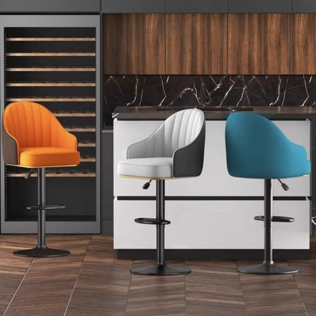 Modern Pneumatic Adjustable Swivel Bar Stool with Backrest Image - 1