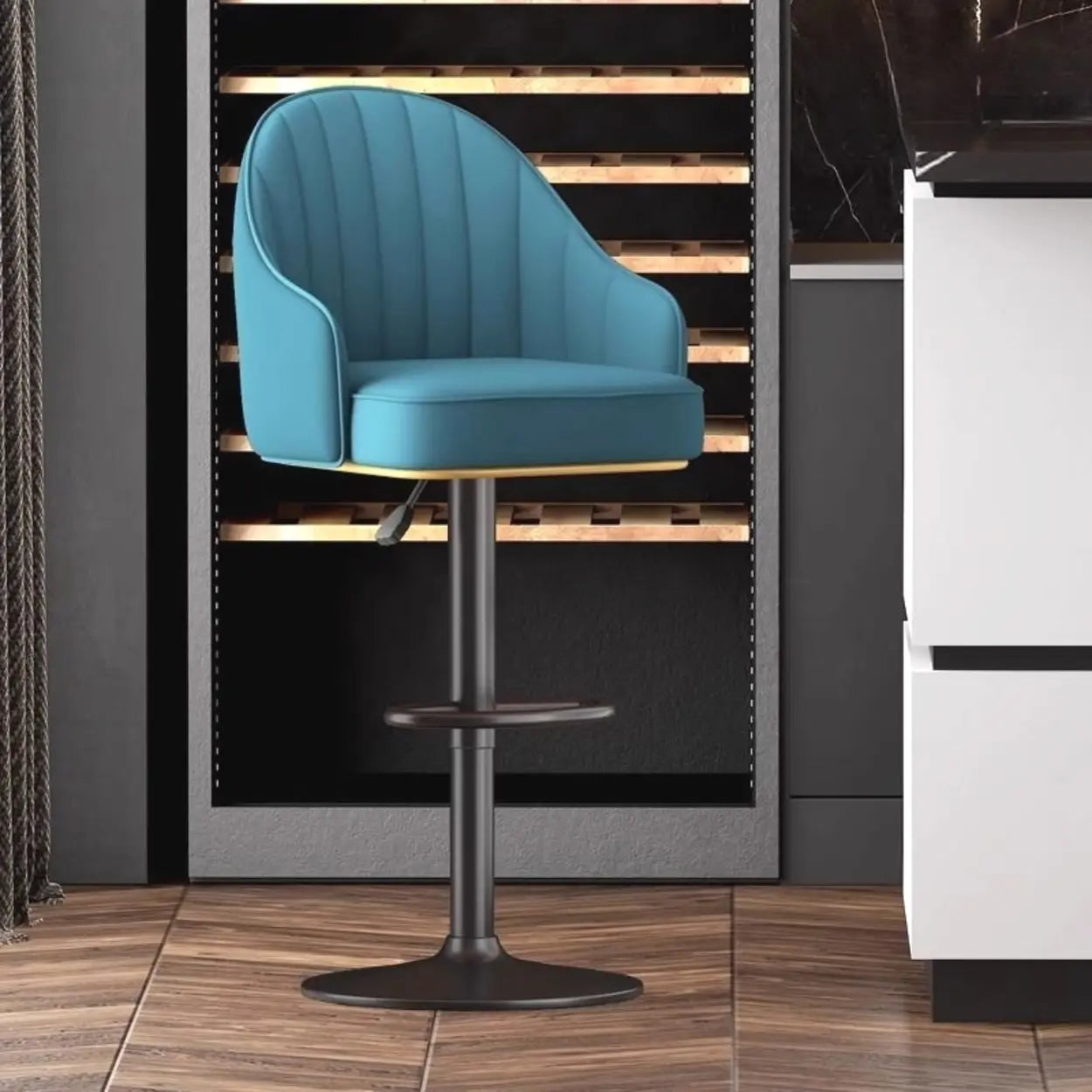 Modern Pneumatic Adjustable Swivel Bar Stool with Backrest Image - 13