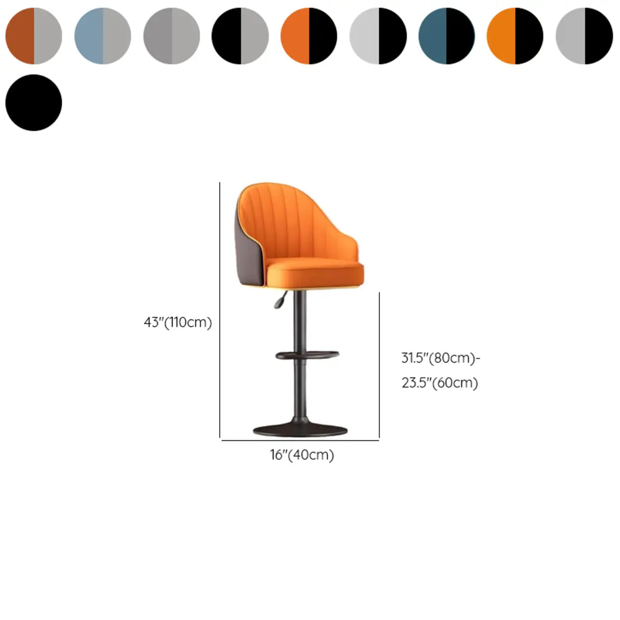 Modern Pneumatic Adjustable Swivel Bar Stool with Backrest