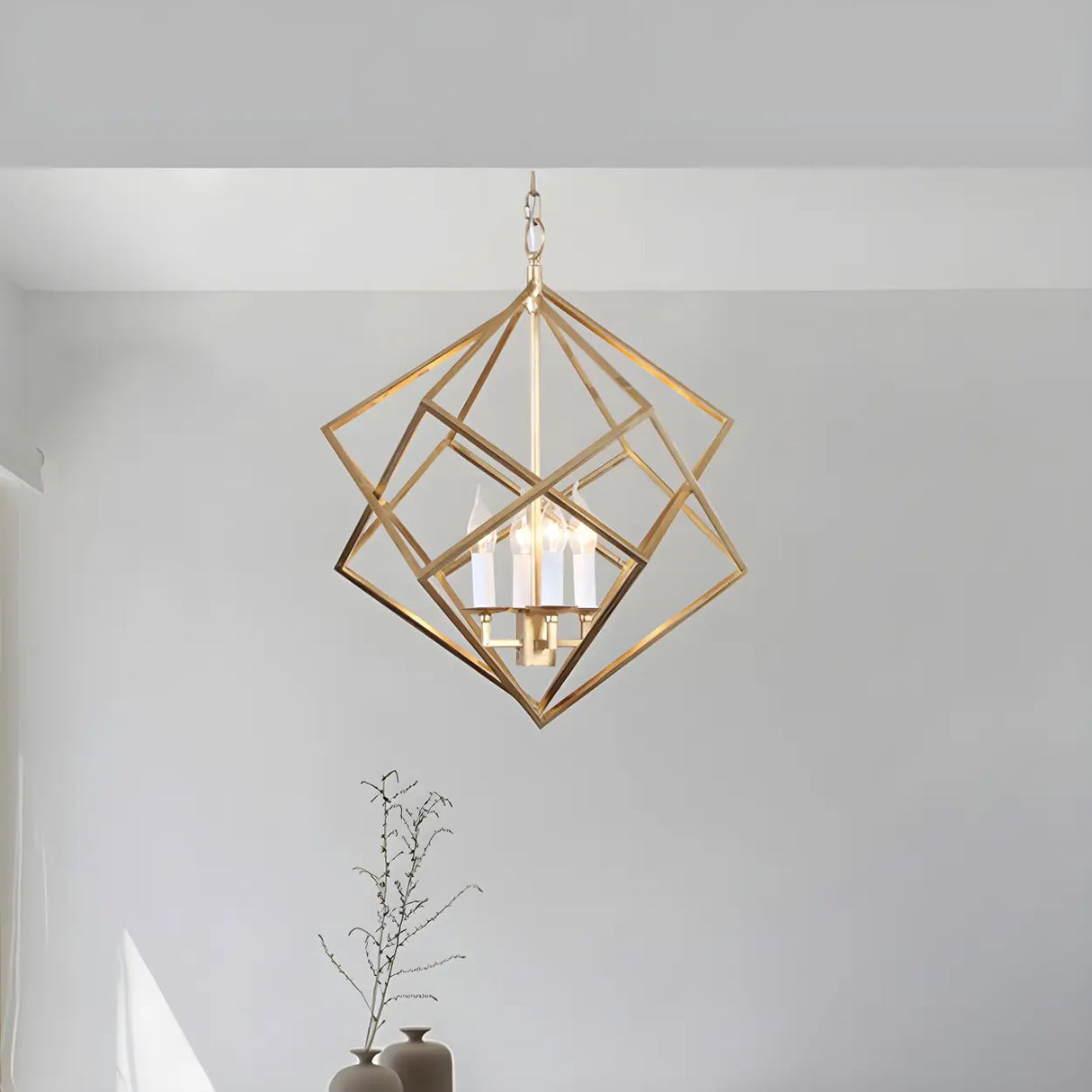 Modern Prismatic Geometric Gold Dining Room Chandelier Image - 2