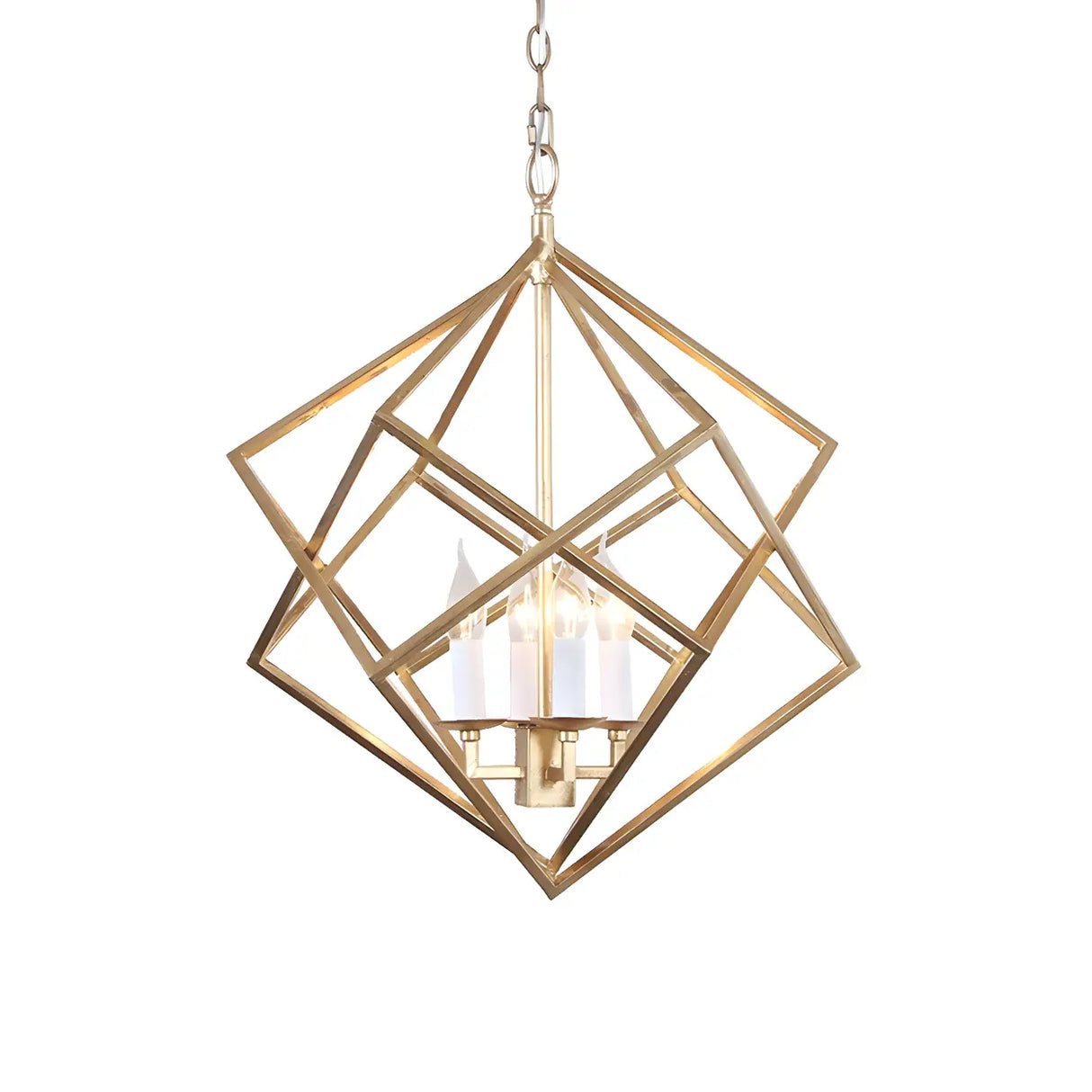 Modern Prismatic Geometric Gold Dining Room Chandelier Image - 3