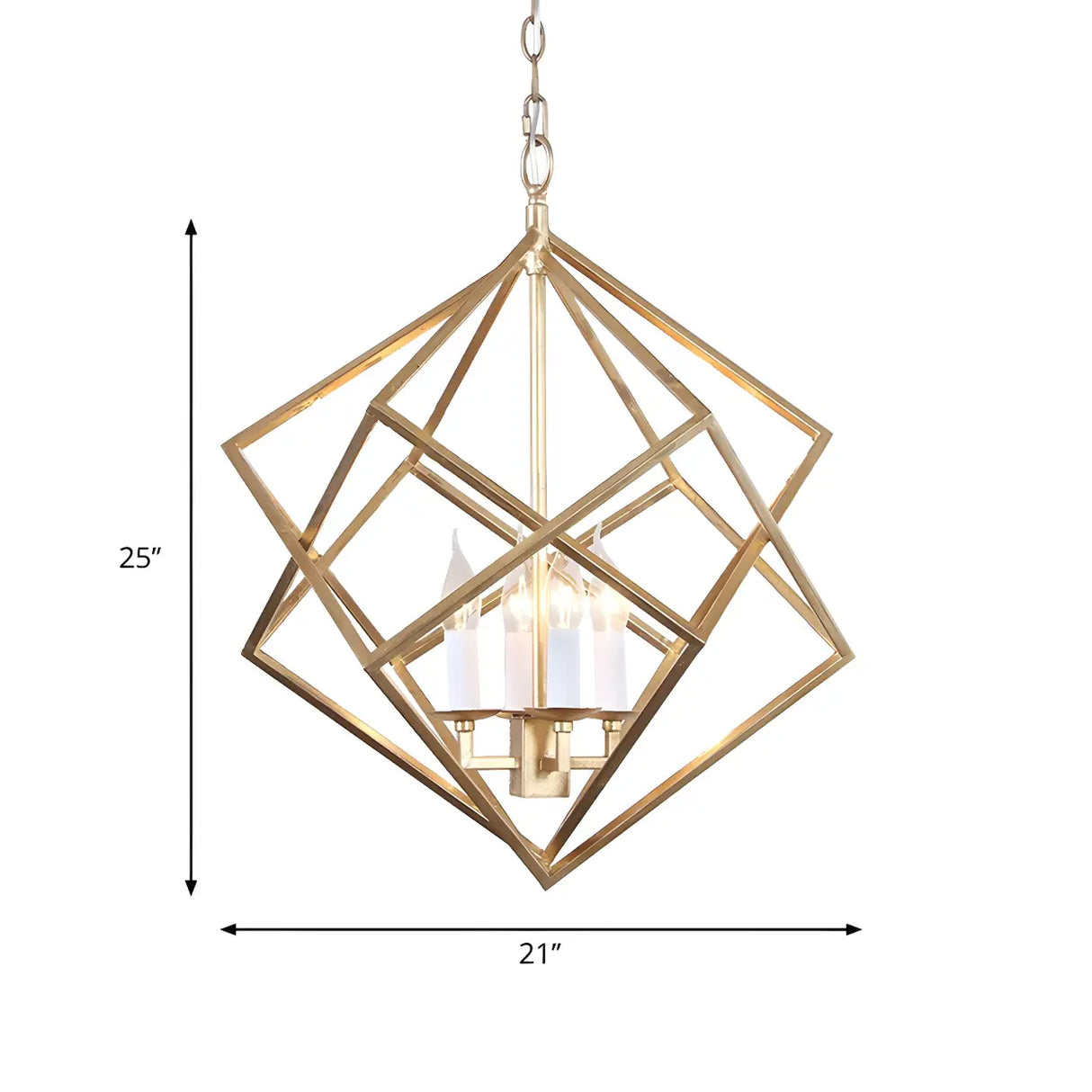 Modern Prismatic Geometric Gold Dining Room Chandelier Image - 5