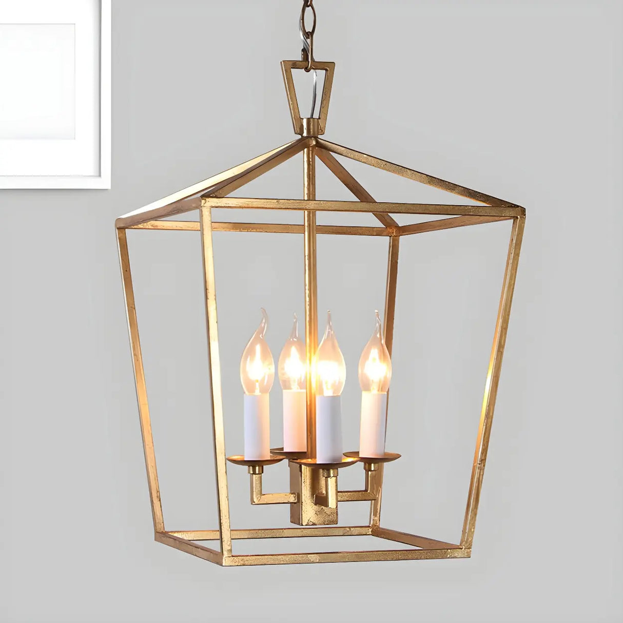 Modern Prismatic Geometric Gold Dining Room Chandelier Image - 6