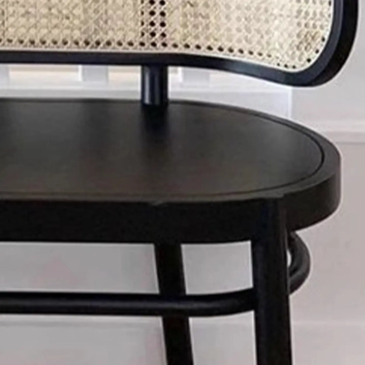 Modern Rattan-Back Wooden Bench for Stylish Home Décor Image - 10