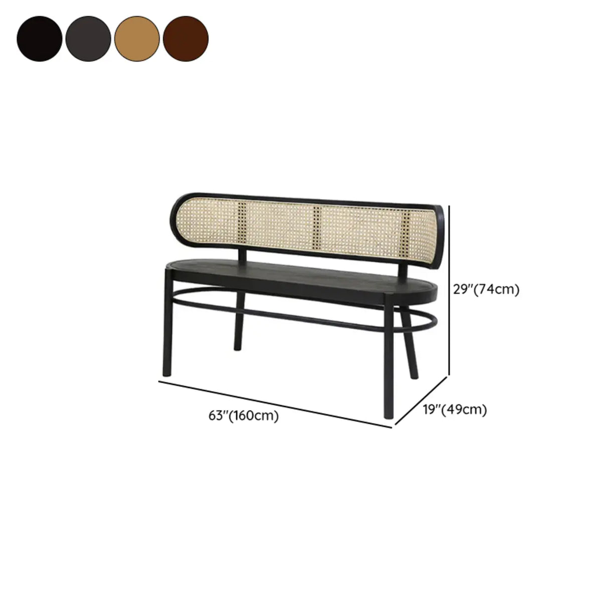 Modern Rattan-Back Wooden Bench for Stylish Home Décor Image - 17