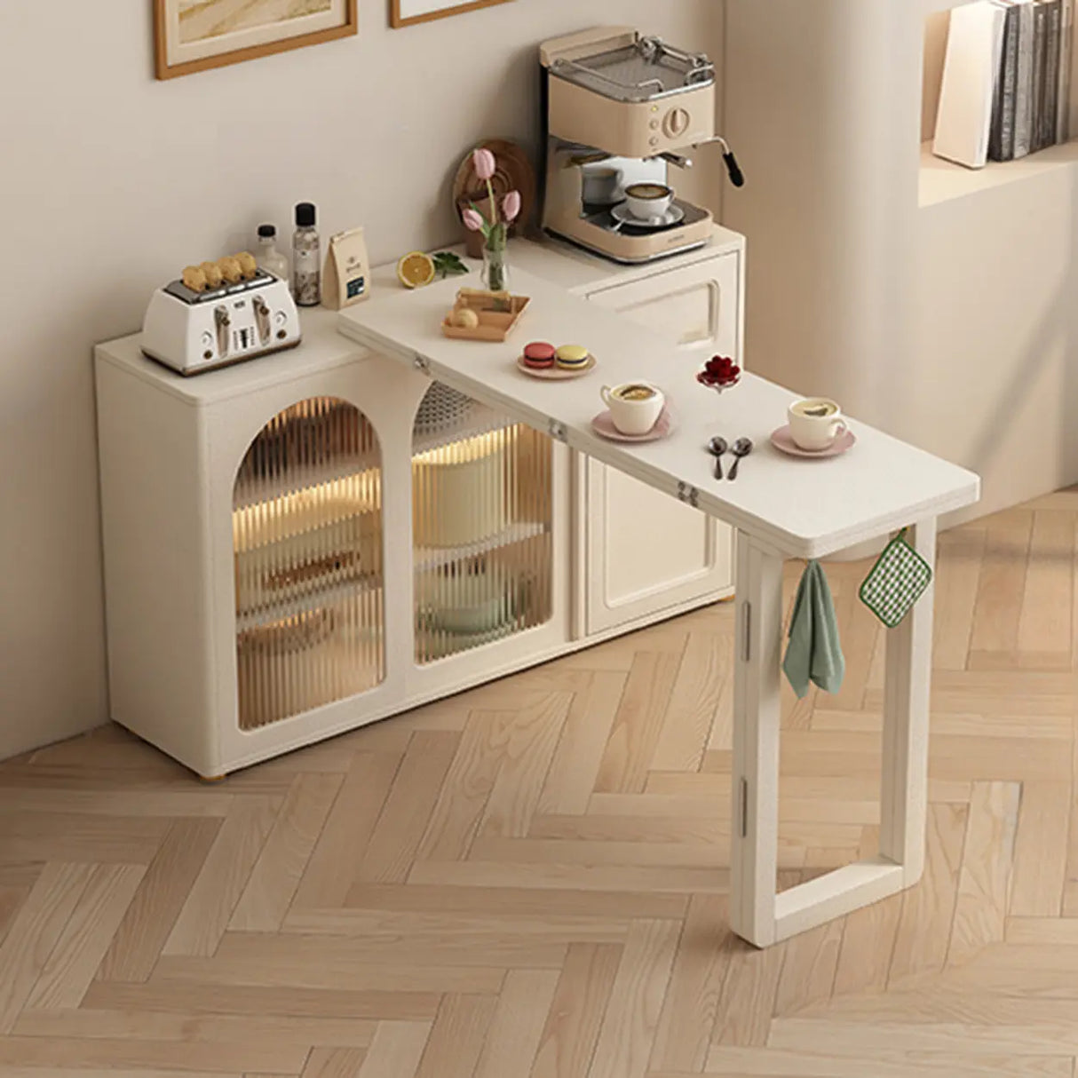 Modern Rattan Sideboard Cabinet with Storage Drawers Image - 3