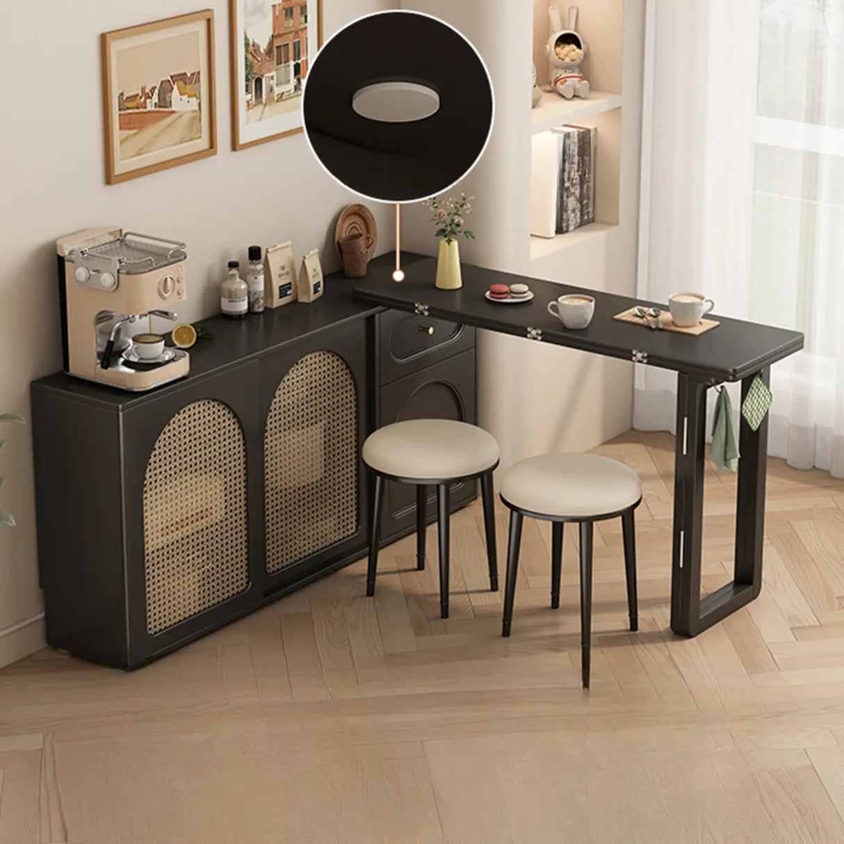 Modern Rattan Sideboard Cabinet with Storage Drawers Image - 4