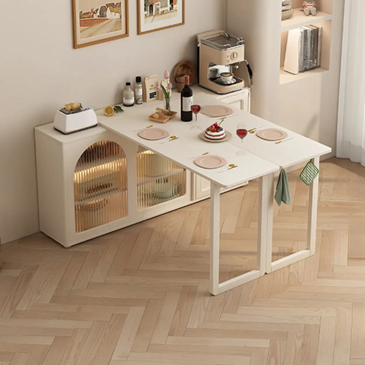 Modern Rattan Sideboard Cabinet with Storage Drawers Image - 7