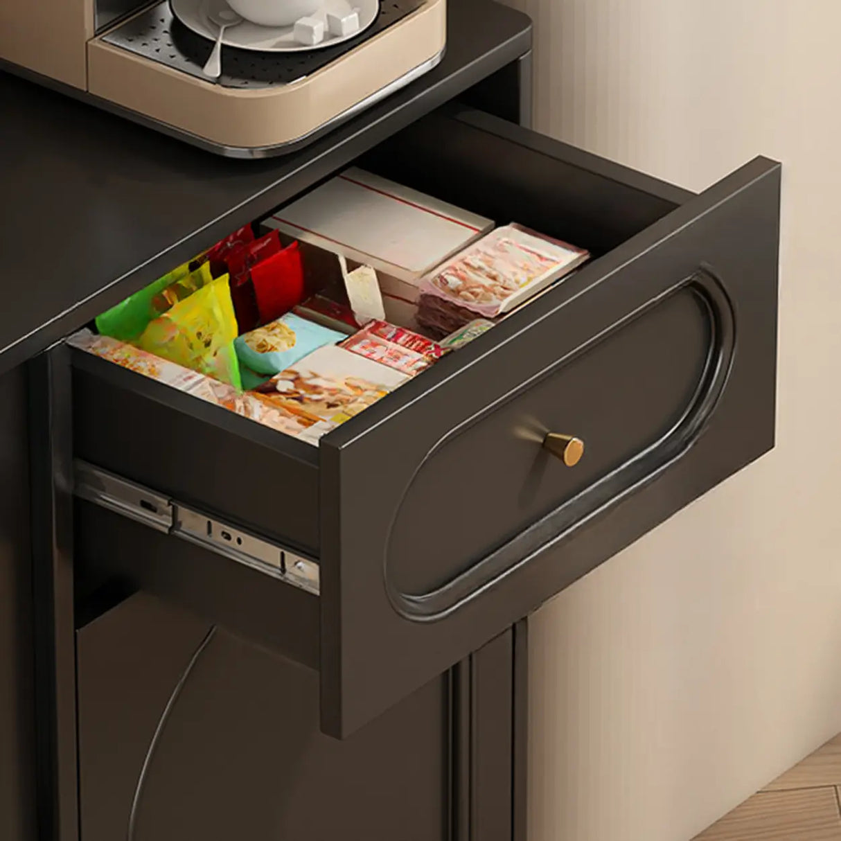 Modern Rattan Sideboard Cabinet with Storage Drawers Image - 8