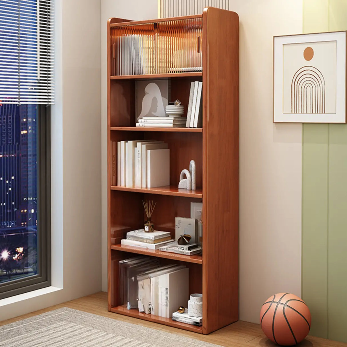 Modern Rectangle 5-Tier Vertical Storage Bookcases Image - 5