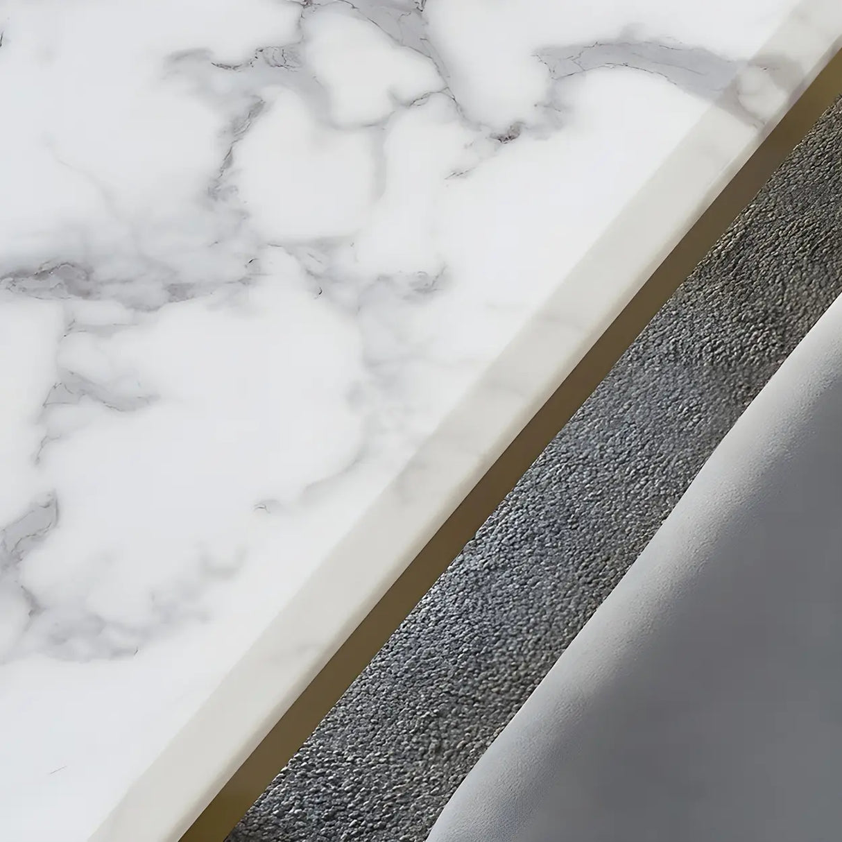 Modern Rectangle Gold Frame White Dining Table Image - 7