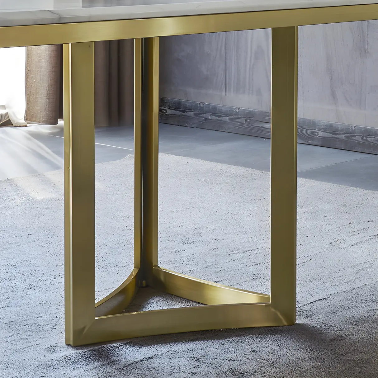 Modern Rectangle Gold Frame White Dining Table Image - 8