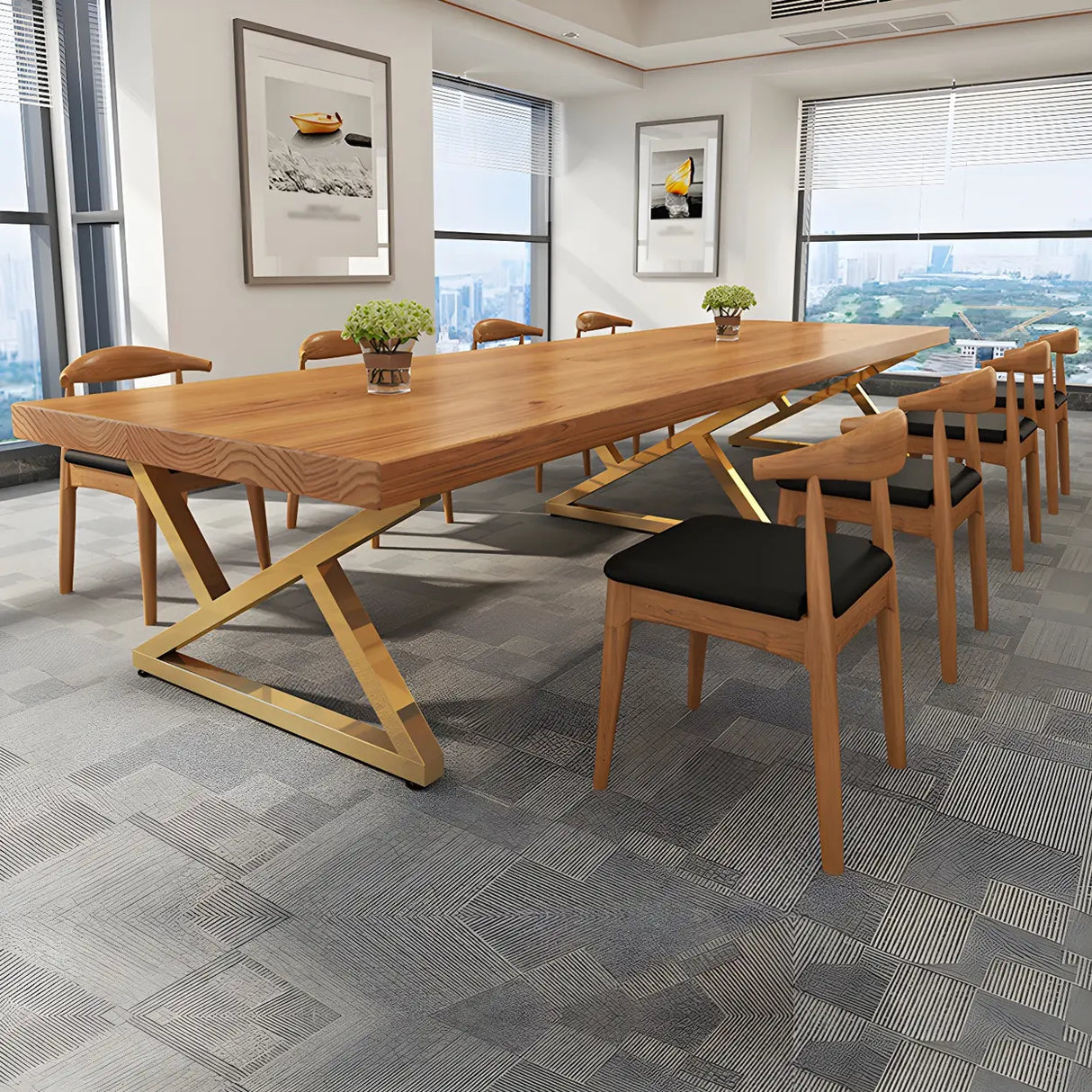 Modern Rectangle Natural Pine Dining Room Table Image - 1