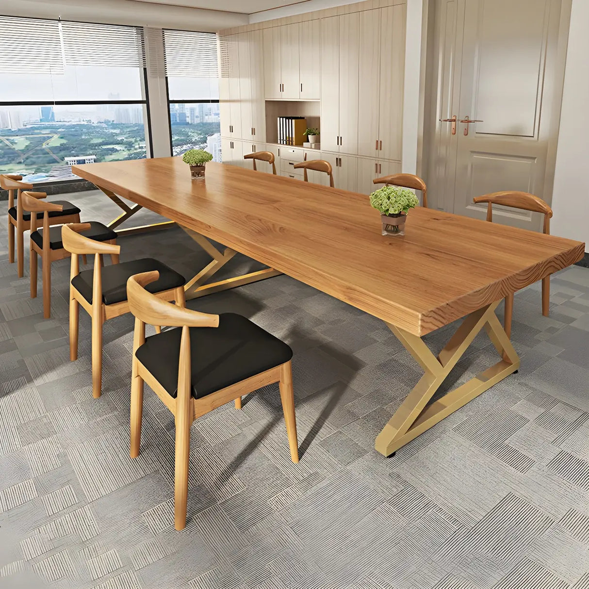 Modern Rectangle Natural Pine Dining Room Table Image - 4