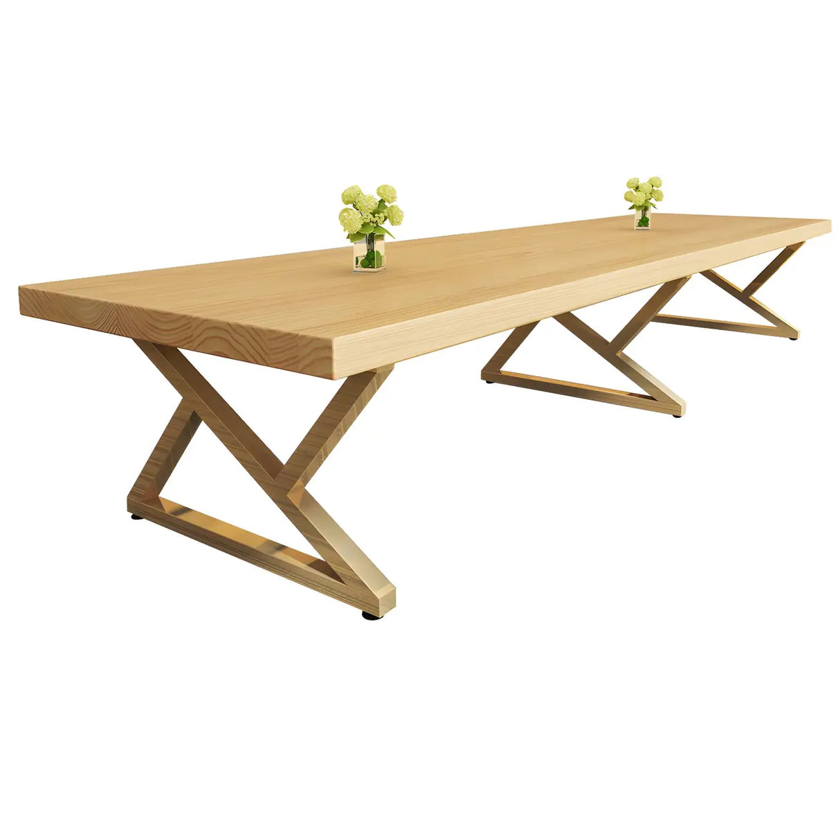 Modern Rectangle Natural Pine Dining Room Table Image - 5