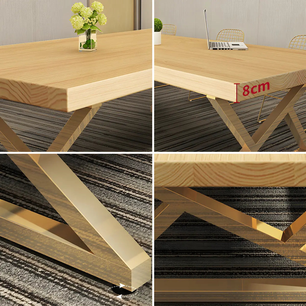 Modern Rectangle Natural Pine Dining Room Table Image - 6