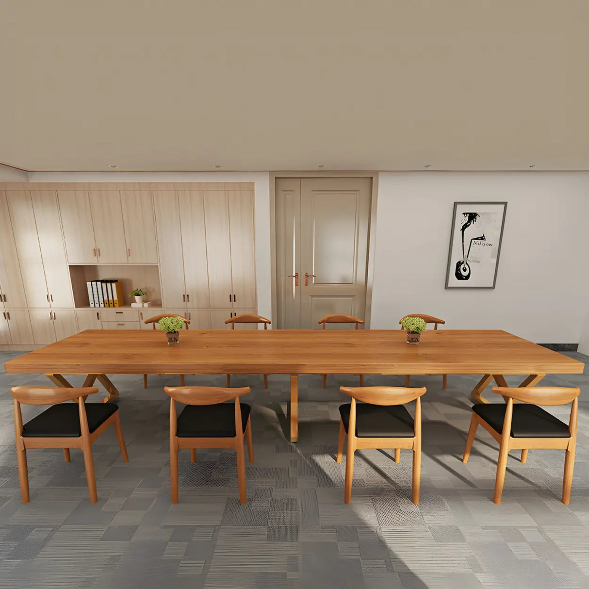 Modern Rectangle Natural Pine Dining Room Table Image - 8