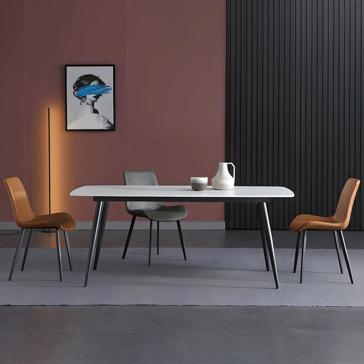 Modern Rectangle Scratch Resistant Stone Dining Table Image - 10