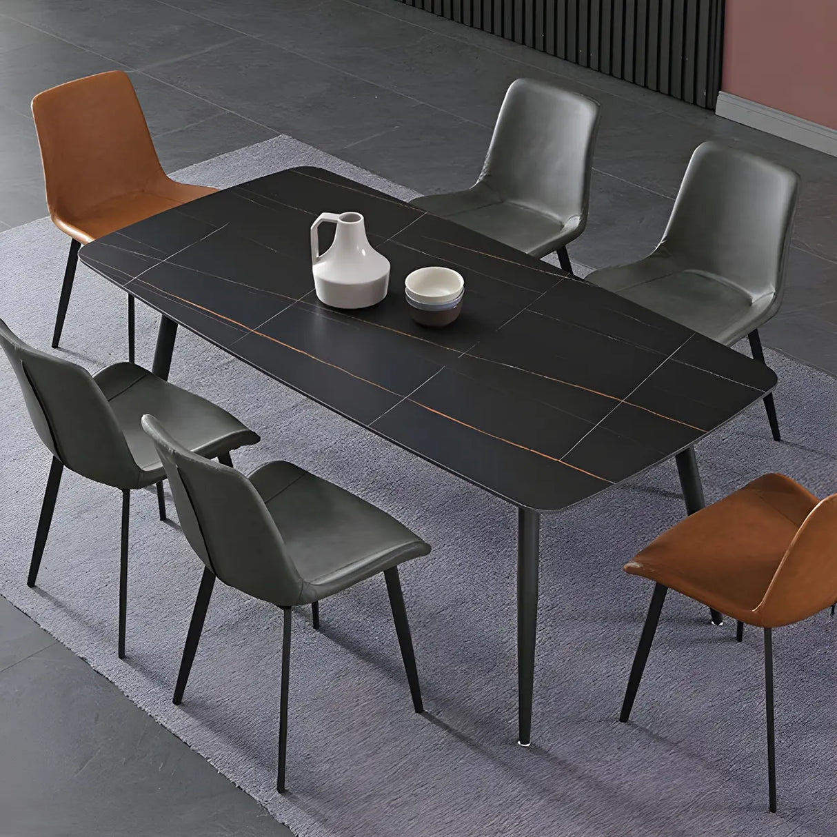 Modern Rectangle Scratch Resistant Stone Dining Table Image - 12