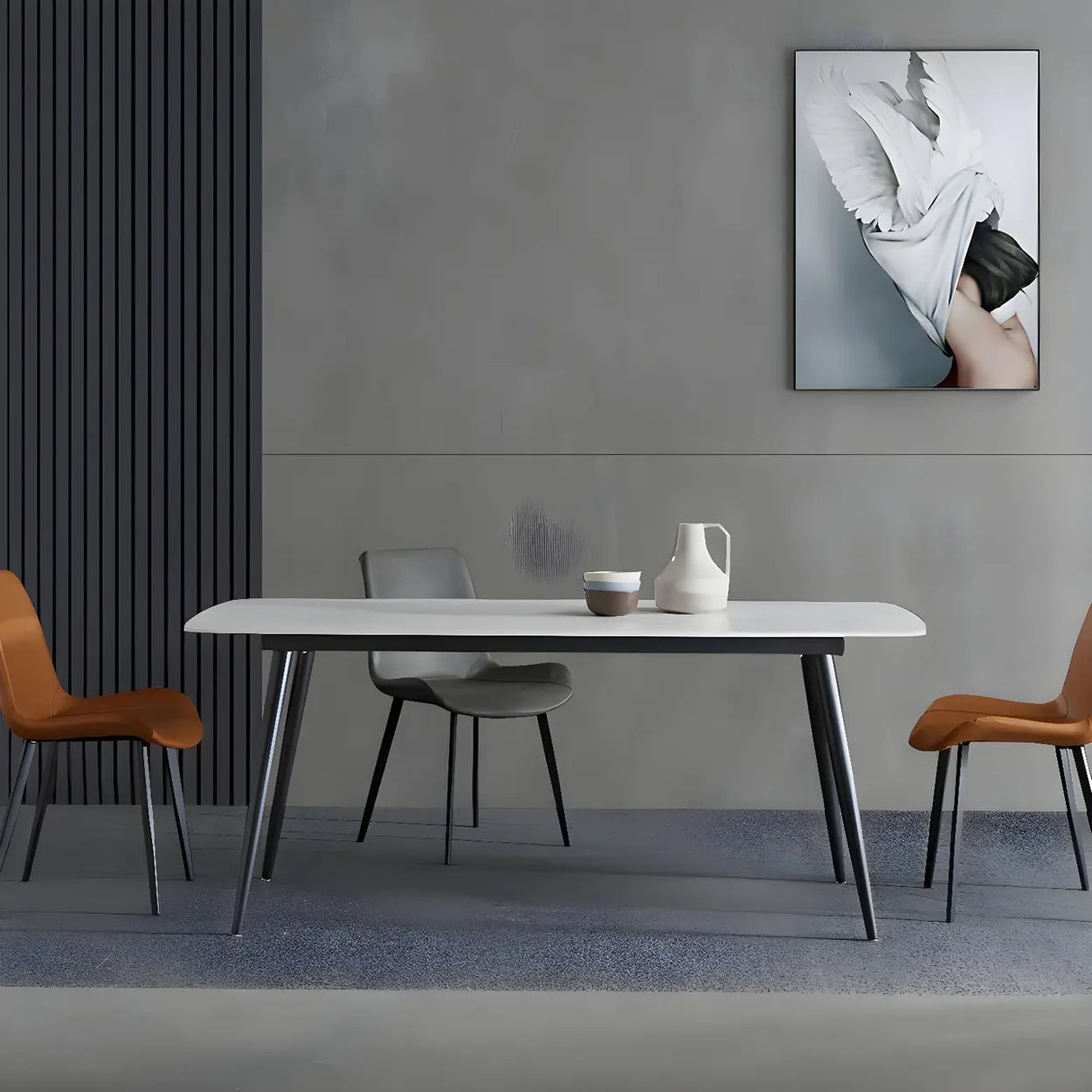 Modern Rectangle Scratch Resistant Stone Dining Table Image - 1