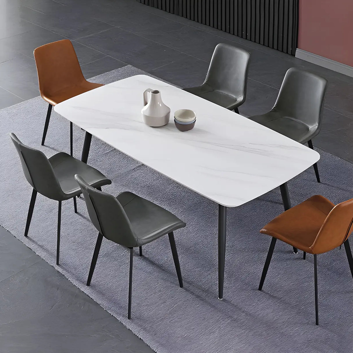 Modern Rectangle Scratch Resistant Stone Dining Table Image - 3