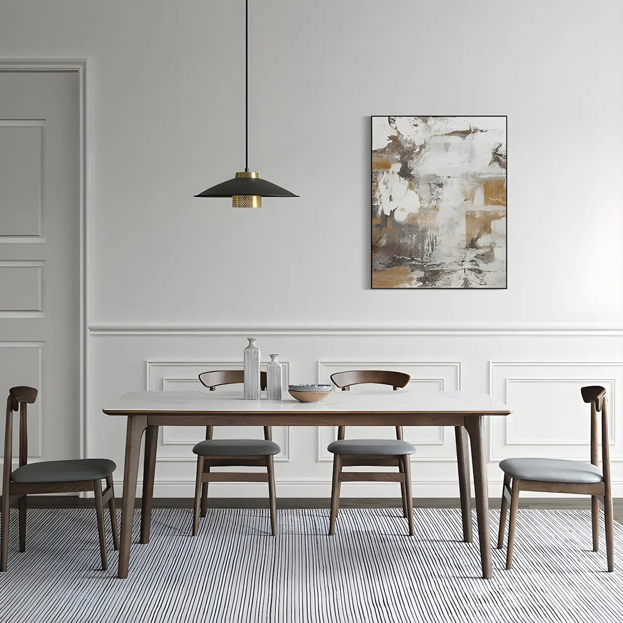 Modern Rectangle Scratch Resistant White Stone Dining Table Image - 3