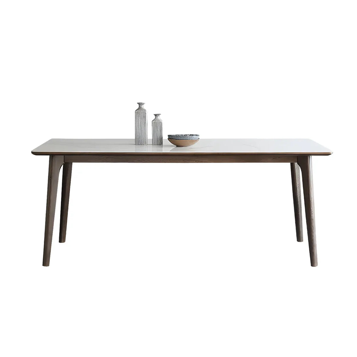 Modern Rectangle Scratch Resistant White Stone Dining Table Image - 5