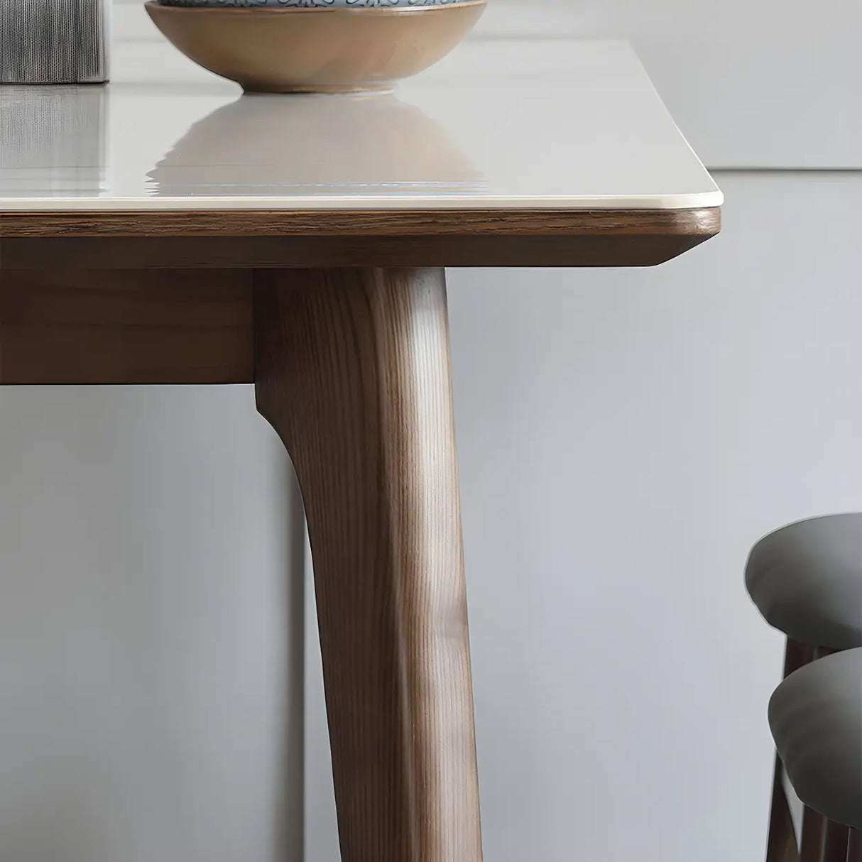 Modern Rectangle Scratch Resistant White Stone Dining Table Image - 8