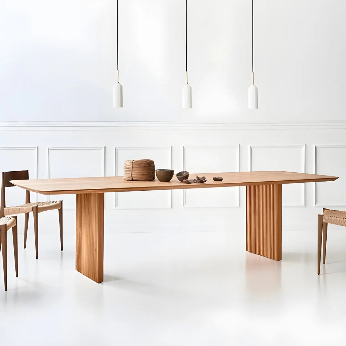 Modern Rectangle Walnut Wood Large Dining Table Image - 3