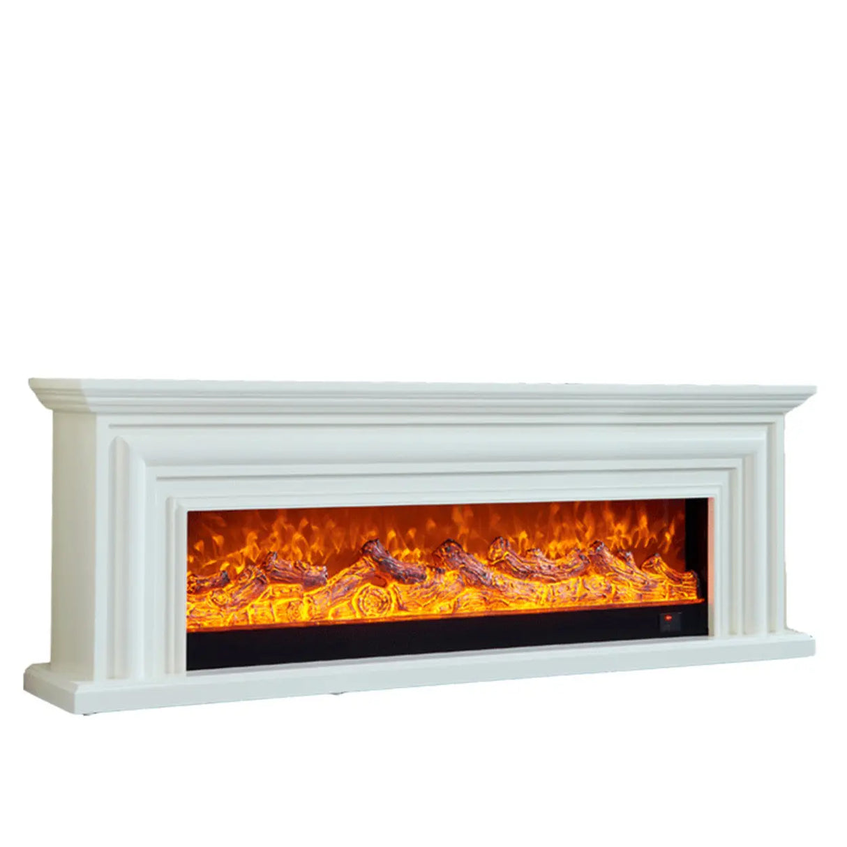 Modern Rectangle White Fireplace TV Stand with Flame Lighting Image - 4