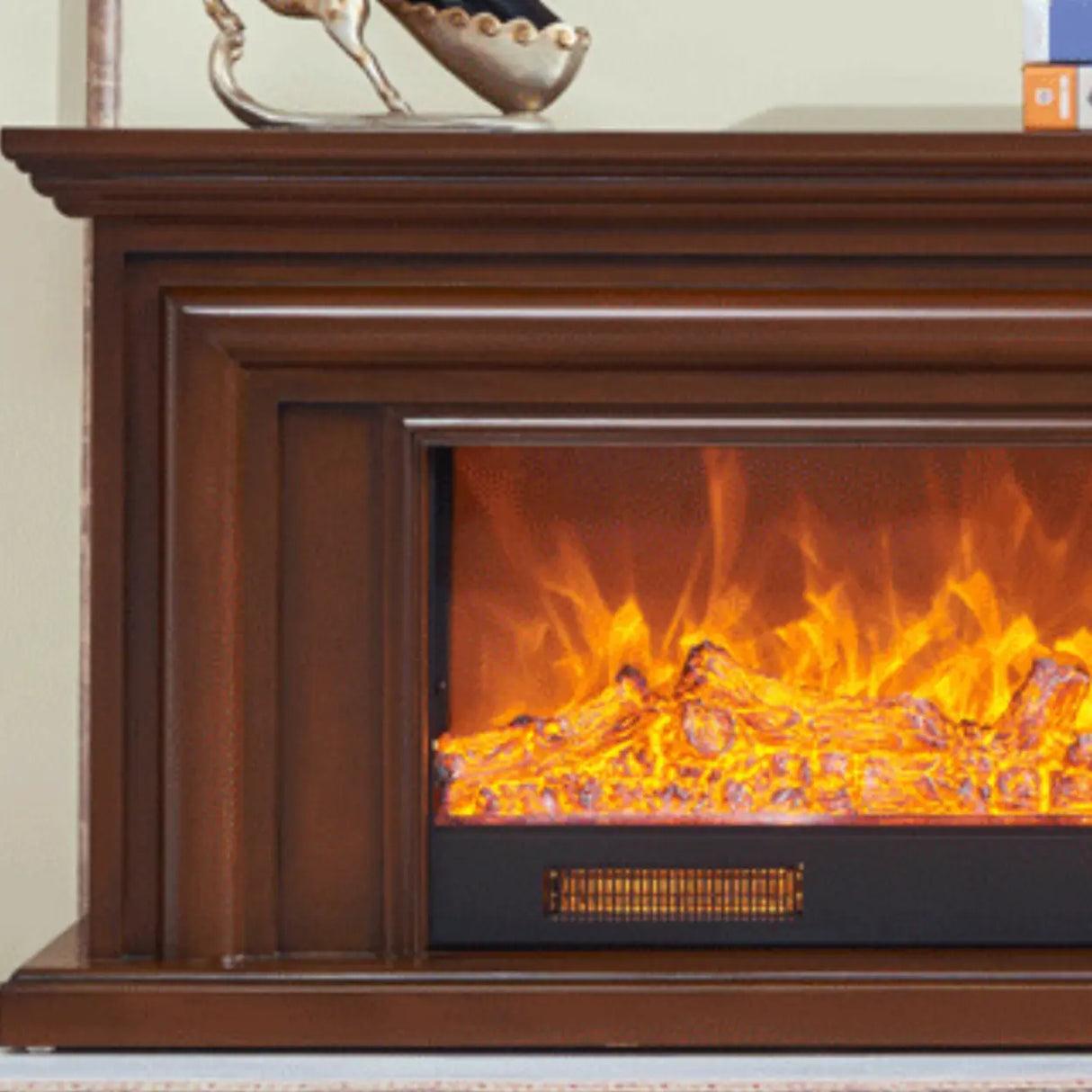 Modern Rectangle White Fireplace TV Stand with Flame Lighting Image - 8