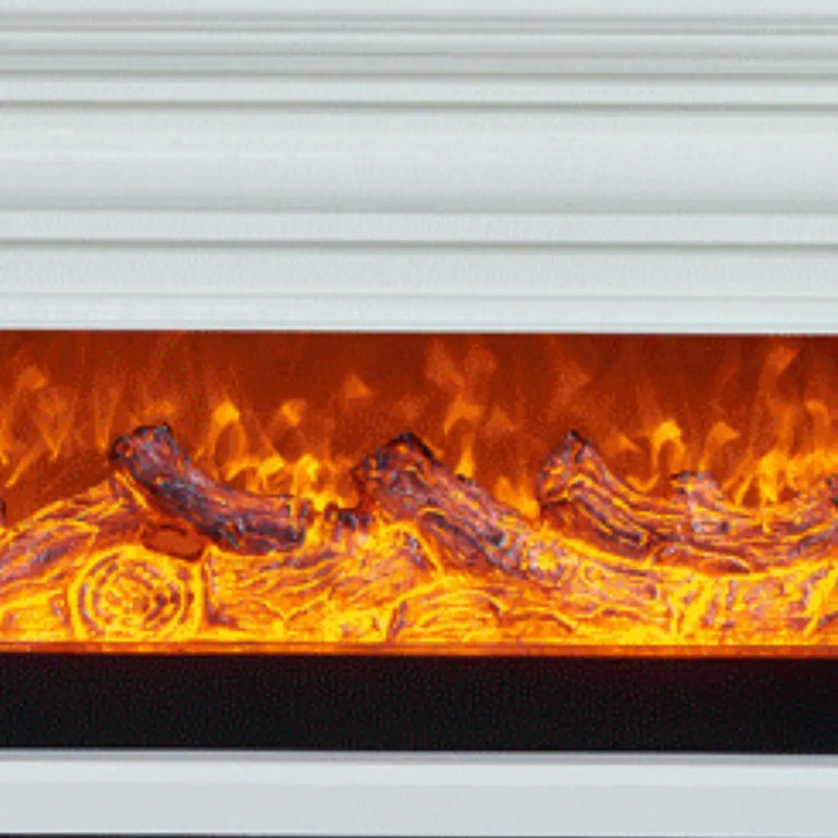 Modern Rectangle White Fireplace TV Stand with Flame Lighting Image - 9