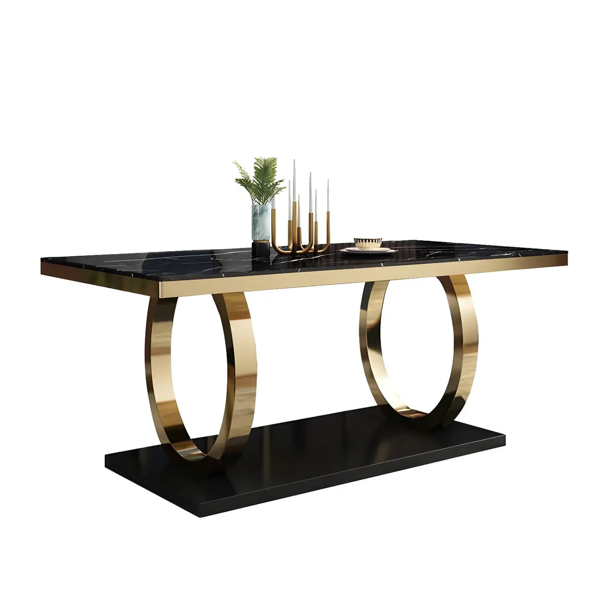 Modern Rectangle White Marble Scratch Resistant Dining Table Image - 5