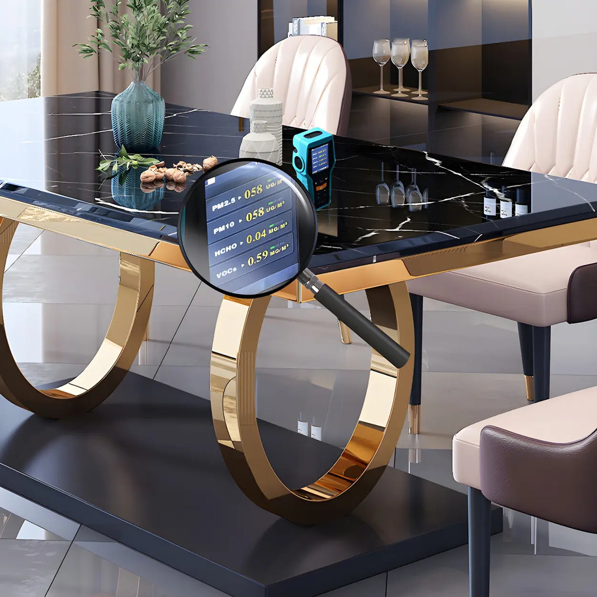 Modern Rectangle White Marble Scratch Resistant Dining Table Image - 8