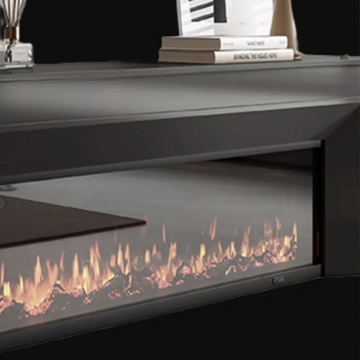 Modern Rectangle White Matte Wood Fireplace TV Stand Image - 10