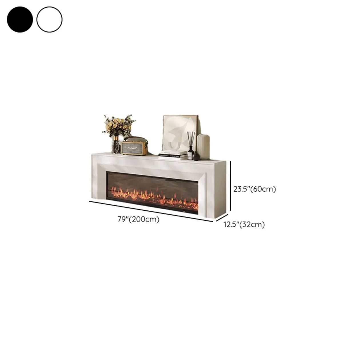 Modern Rectangle White Matte Wood Fireplace TV Stand Image - 12