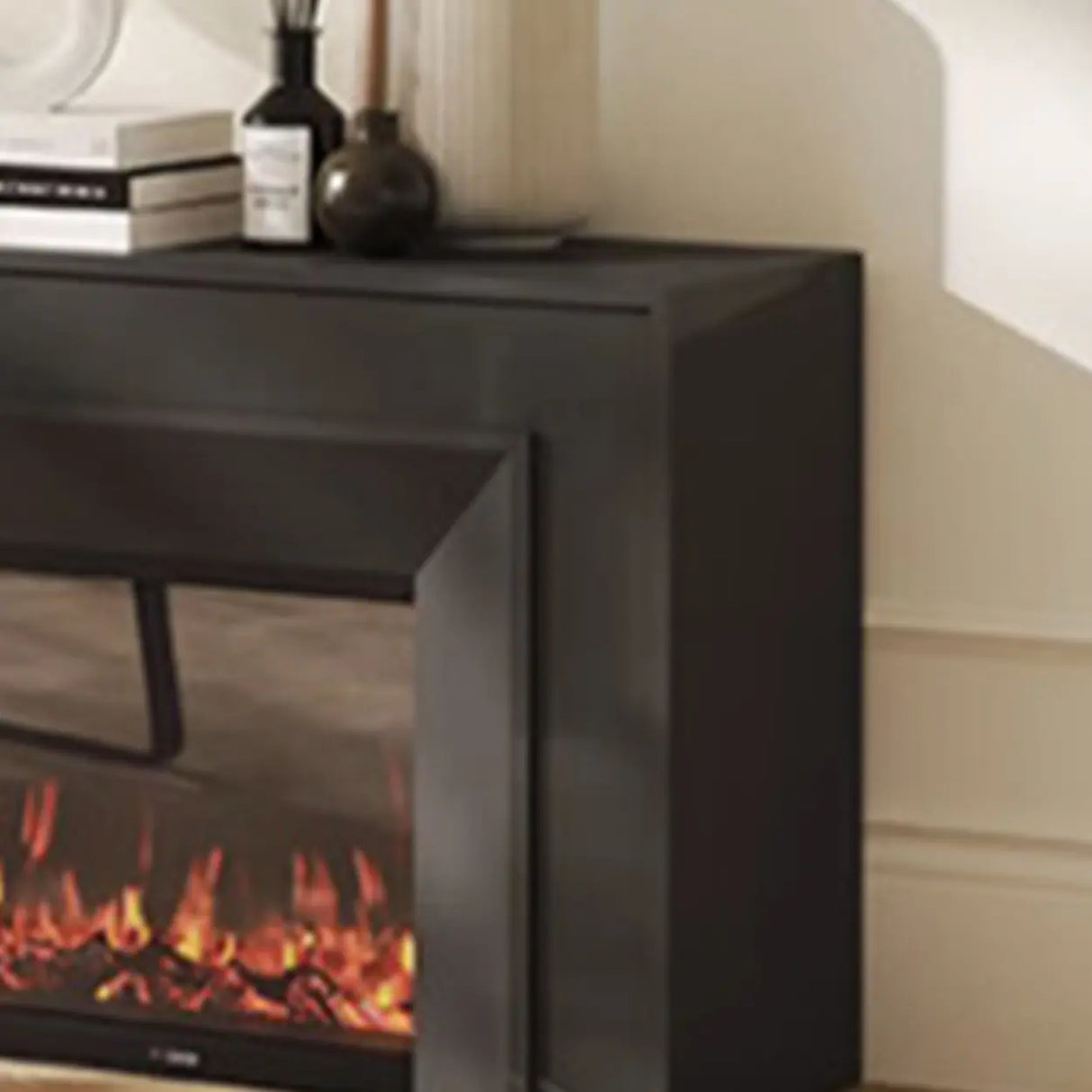 Modern Rectangle White Matte Wood Fireplace TV Stand Image - 6