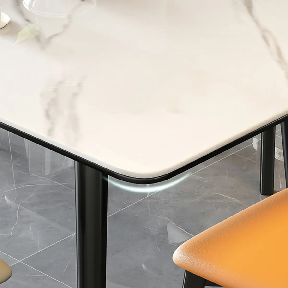 Modern Rectangle White Stone Extendable Dining Table Image - 10