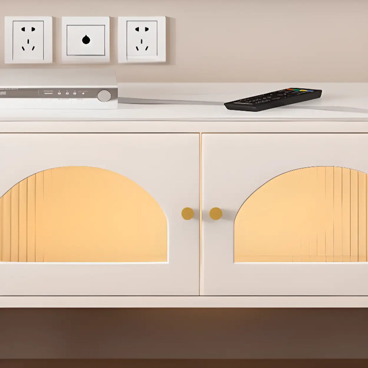 Modern Rectangle White TV Stand with Storage Drawers Image - 4