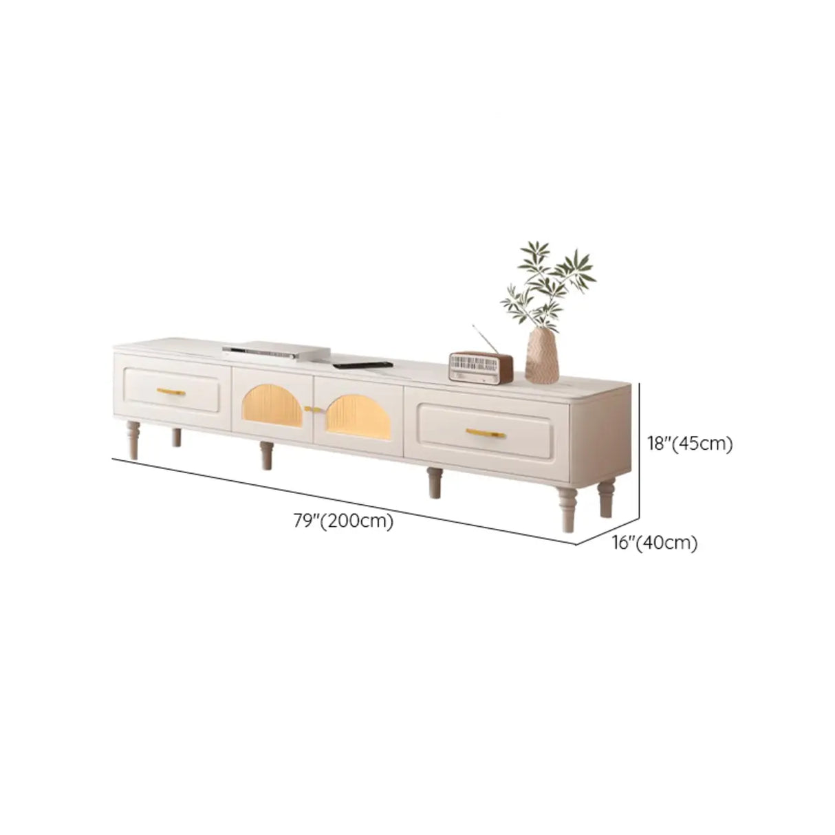 Modern Rectangle White TV Stand with Storage Drawers